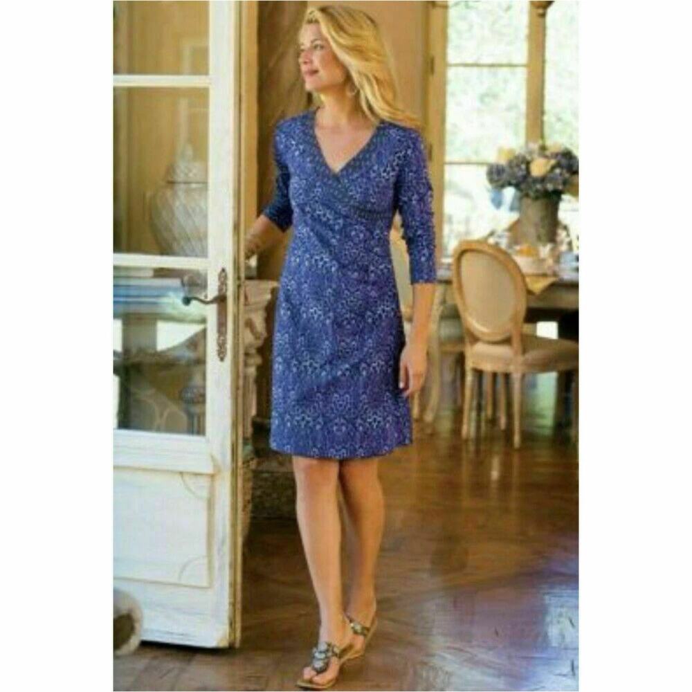Soft Surroundings Purple Animal Print Faux Wrap Plus Size Dress